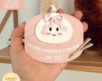 Dumpling Pregnancy Announcement Ornament SVG File: Christmas Laser Cut File