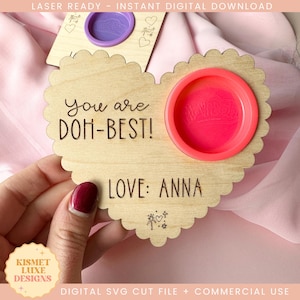 Play Doh Valentine&#39;s Card SVG: Personalized Wooden Tag (Digital Download)