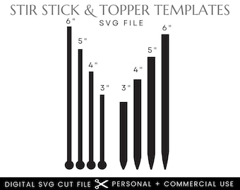 Stir Stick and Cake Topper Base Template File | Drink Stirrer File | Swizzle Stick File | Cake Topper File | Glowforge SVG File Digital SVG