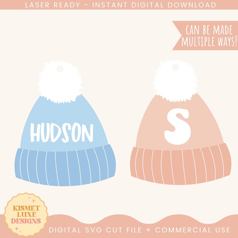 Christmas Kids Winter Snow Hat Ornament SVG File Baby's First Christmas