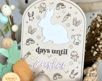 Easter Countdown Bunny and Egg Erasable Sign SVG File | Easter Sign SVG | Glowforge Easter Bunny Sign Svg | Easter File | Easter Laser File