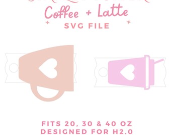 Kaffe Latte Stanley Topper SVG: H2.0 Namnskylt (digital nedladdning)