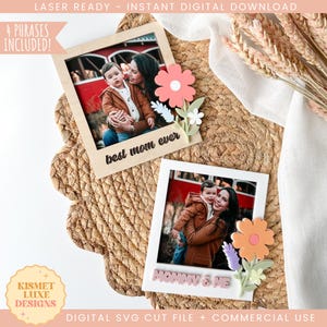 Imán para el refrigerador del Día de la Madre, marco de fotos SVG / Imán para el refrigerador Svg / Marco de fotos / Gracias mamá / Regalo para mamá Archivo cortado con láser Glowforge