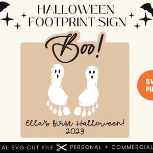 Baby&#39;s First Halloween Footprint Sign SVG File (Digital Download)