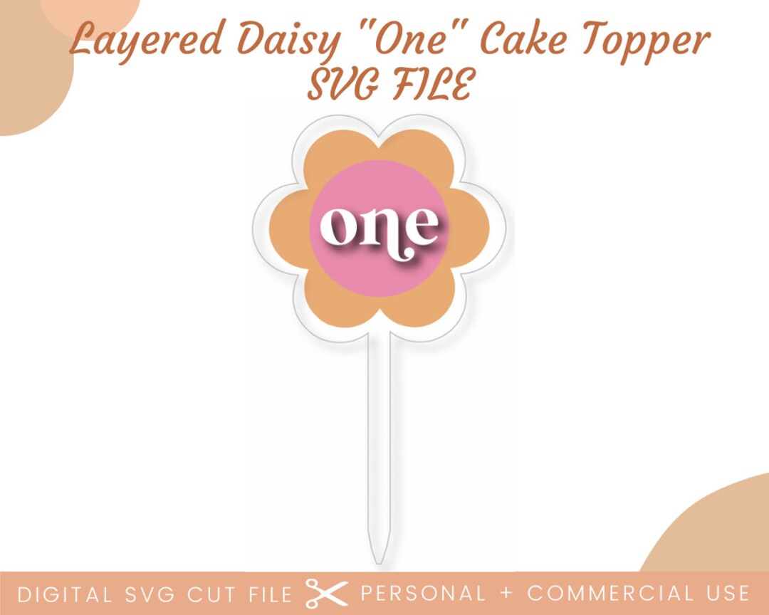Boho Daisy One Cake Topper SVG / Boho Cake Topper / Topper de pastel de ...