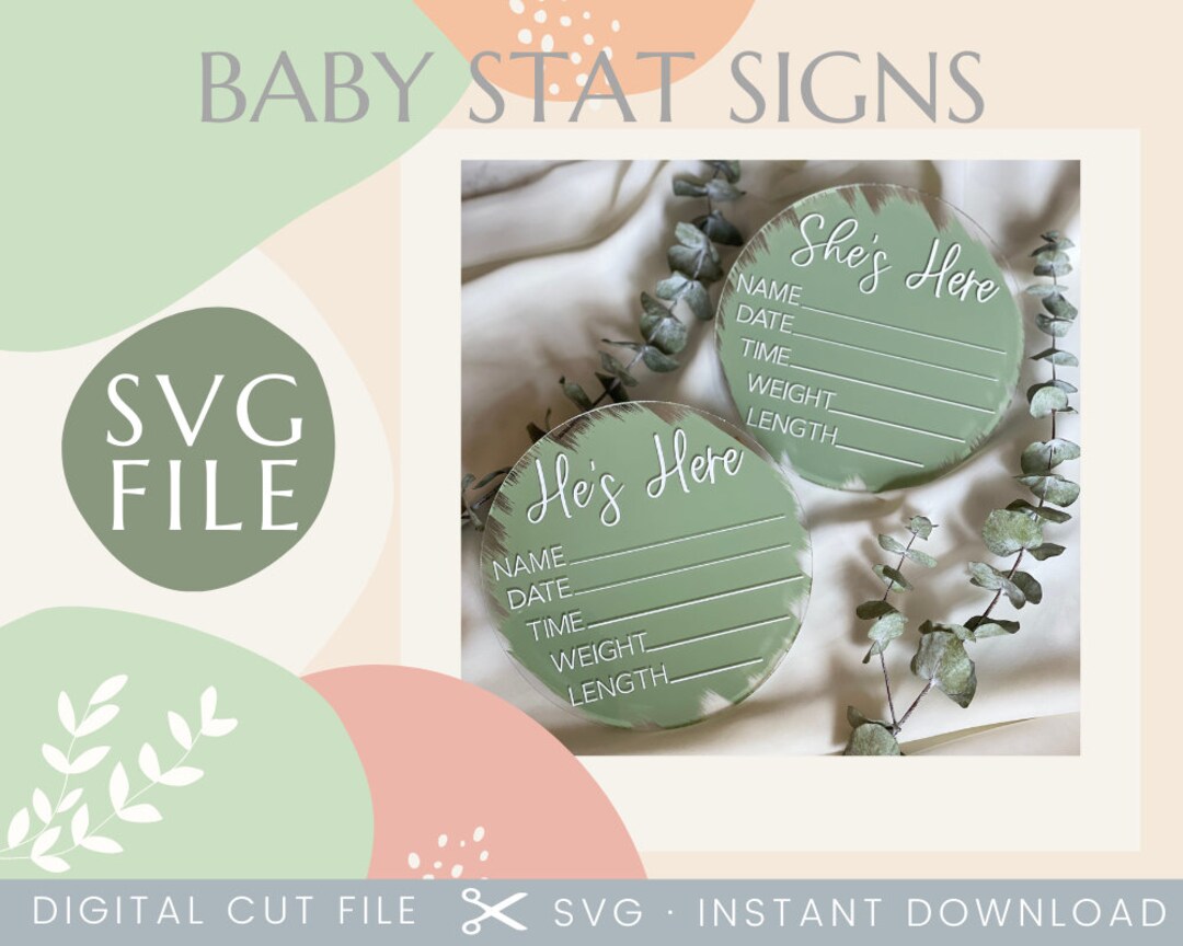 Baby Stat Sign SVG | Baby Birth Stat Sign SVG PNG Glowforge | Baby ...