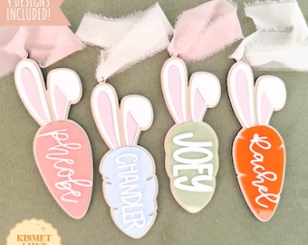 Easter Carrot Basket Name Tag SVG File | Easter Basket Name Tag | Glowforge Bunny Tag Svg | Easter Svg File | Easter Carrot Laser Cut File