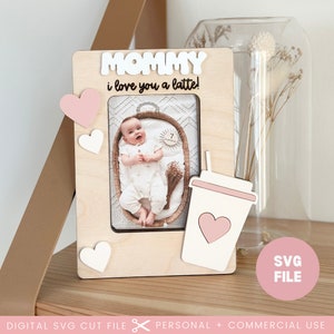 Aimant pour réfrigérateur pour la fête des mères Aimant photo cadre SVG | Svg aimant pour réfrigérateur | Cadre photo | Merci maman | Lime de découpe laser Glowforge, cadeau pour maman