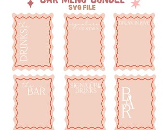 Wedding Wavy Bar Drink Menu SVG File | Bridal Shower Drink Menu Svg | Wedding His and Her Drink Menu Svg | Bar and Drink Menu Laser Cut File