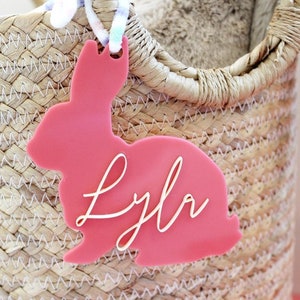 Panier de Pâques lapin et oeufs étiquettes SVG | Étiquettes de Pâques Glowforge Svg | Fichier Svg d'étiquette de nom de lapin d'oeuf de Pâques | Fichier de Pâques découpé au laser | Décoration de Pâques