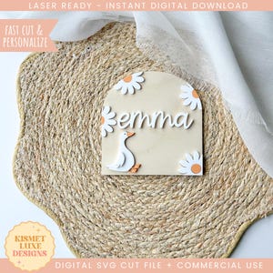 Signe de nom de bébé à la mode d'oie SVG | Svg bébé Glowforge | Nom de bébé signe fichier Svg | Fichier découpé au laser | PNG | Fichier SVG bébé fille garçon signe Cricut