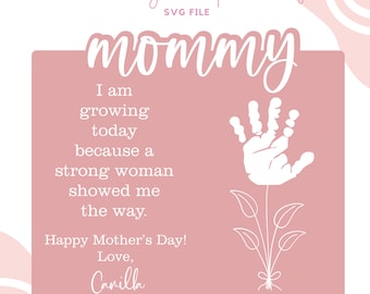 Letrero con huella de mano para el Día de la Madre SVG: Regalo DIY (Descarga digital)