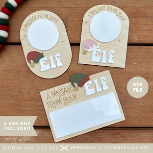 Droog wissen Elf Message Board-svg-bestand | Glowforge kerstlaserbestand | Droog wissen kerst-SVG | Kerstelf | Magische herbruikbare elfenrekwisiet