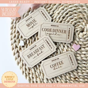Valentinstag Liebe Coupon Gutscheine SVG | Glowforge Valentinstag SVG | Valentinstag-Svg-Datei | Galentine's Day Laser Cut Datei | SVG