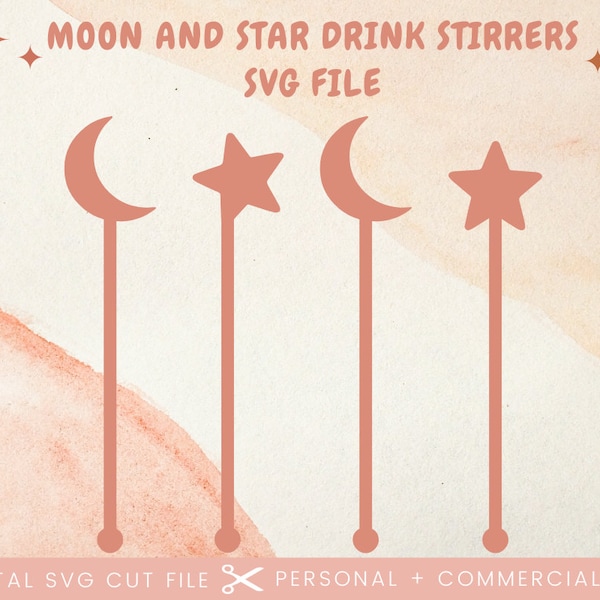 Agitateurs de boissons célestes SVG | Star and Moon Drink Stir Stick Svg | Douche nuptiale Stir Sticks | | de remue-ménage d’anniversaire Besties Party Svg