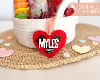 Valentine's Day Chocolate Heart Tag SVG: Kids Basket Tag (Digital Download)