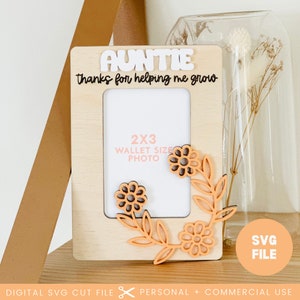 Aimant pour réfrigérateur pour la fête des mères Aimant photo cadre SVG | Svg aimant pour réfrigérateur | Cadre photo | Merci maman | Lime de découpe laser Glowforge, cadeau pour maman