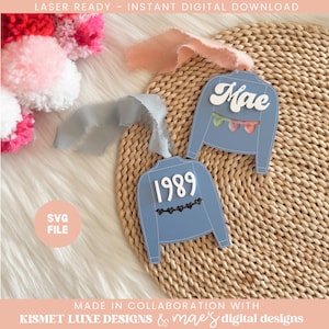 Valentinstag Swiftie Jacke Geschenkanhänger SVG | Glowforge Herz-Tag-Svg | Valentinstag Kinderkorb Anhänger | Valentinstag Laser Cut Datei