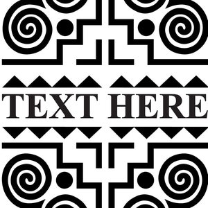 May include: Black and white graphic design with a geometric pattern and the text "TEXT HERE" in the center.