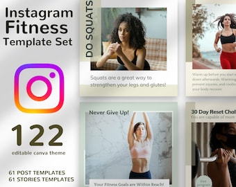 Fitness Instagram Templates | Personal Trainer, Nutrition, Fitness Coach Instagram Post Canva Templates