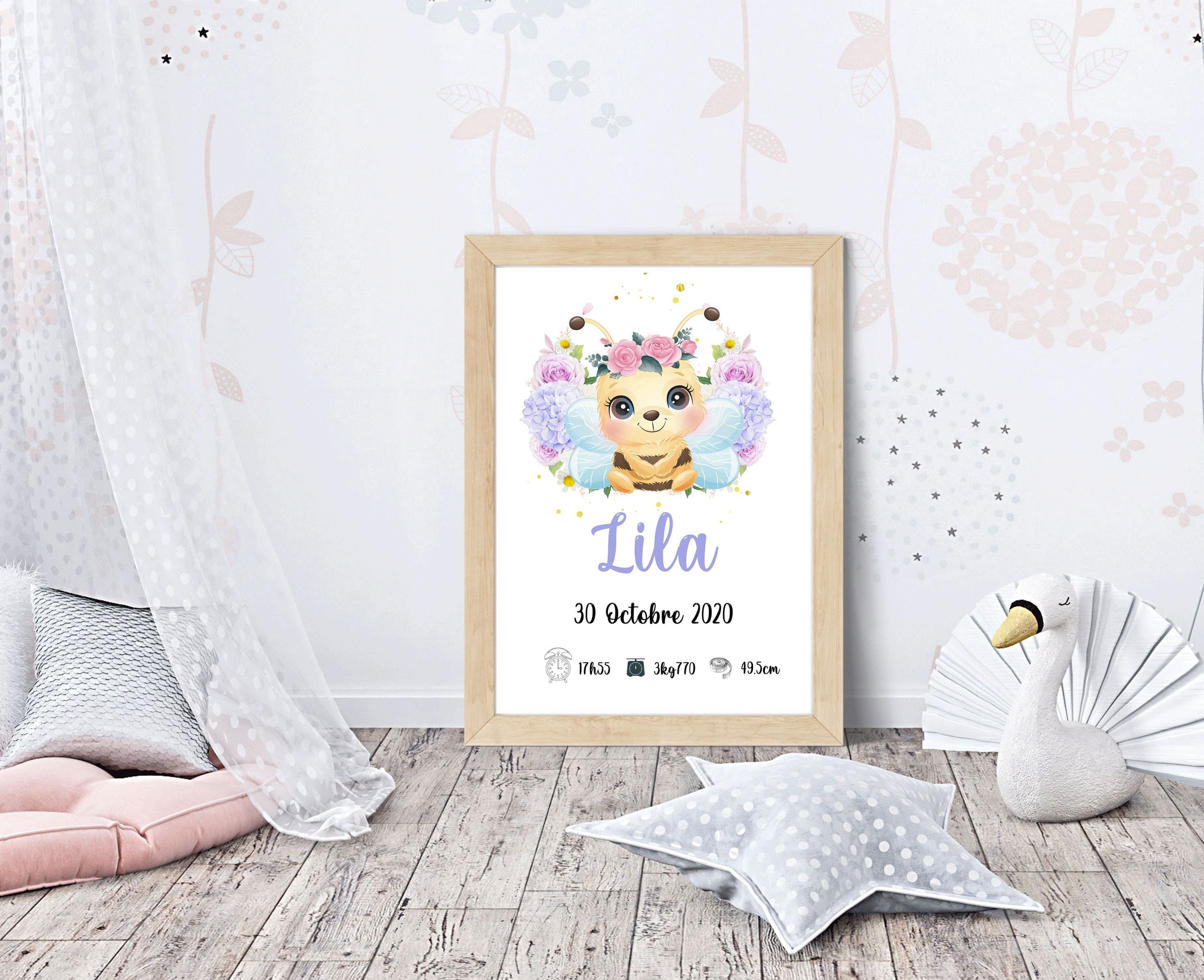 Affiche de Naissance Bébé Animaux