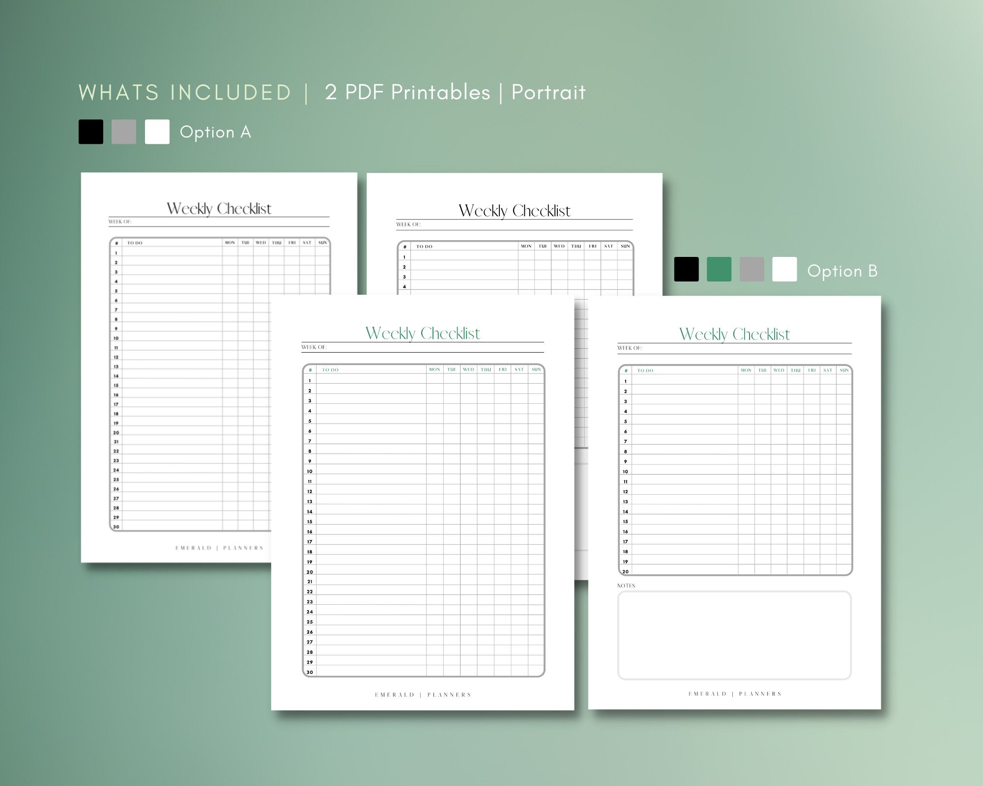 Weekly Checklist | Printable | PDF | A3 A4 A5 | Instant Download ...