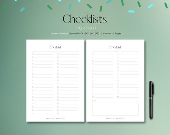 Listas de verificación / Imprimible / PDF / A3 A4 A5 / Descarga instantánea / Emerald Planners