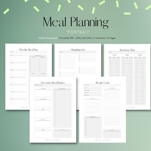 Meal Planning | Printable | PDF File | A3 A4 A5 | Instant Download | Emerald Planners