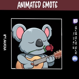 koala speelt gitaar geanimeerde emote | twitch-emote | onenigheid-emote | community-emote.