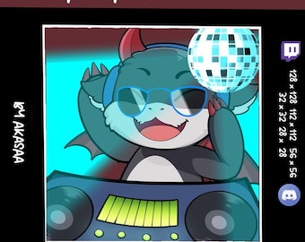 Cute Dragon DJ Animated Emote | Twitch & Discord (Digital Download)