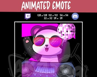 Dj panda rave  dj vibe animated emote | twitch emote | discord emote | Discord sticker | community emote .