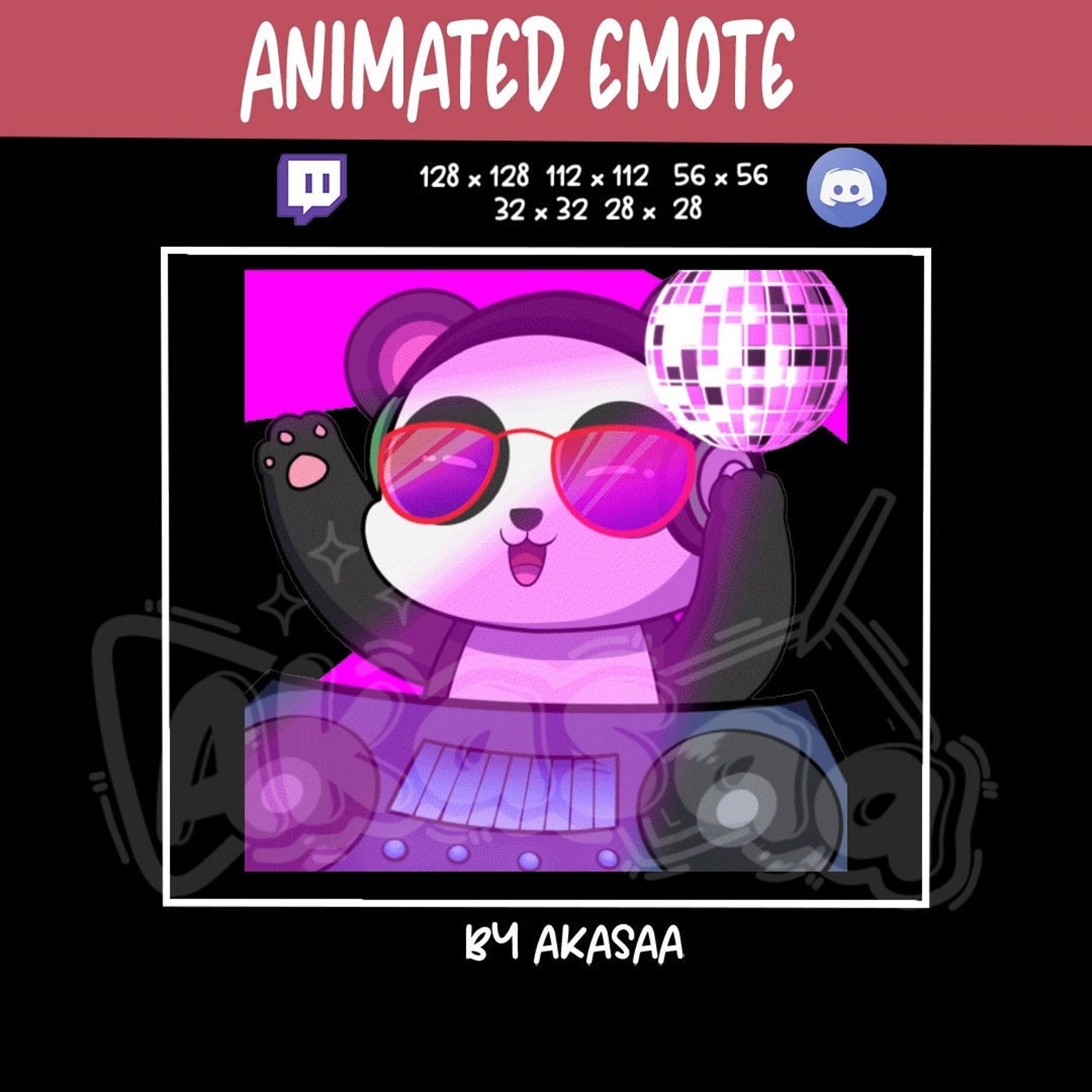 Dj Panda Rave Dj Vibe Animated Emote Twitch Emote Discord Emote Discord ...