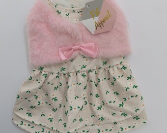 Pet Apparel Dog Pink Faux Fur Dress Clothes Size XS (#117)