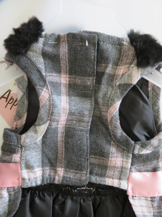 ペットアパレル 犬用 ピンク＆グレー フェイクファー ドレス 服 サイズ