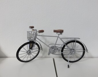 Silver Metal Table Top Bicycle Statue Decor Size 19 3/8" x 9 3/8" inches (#105)