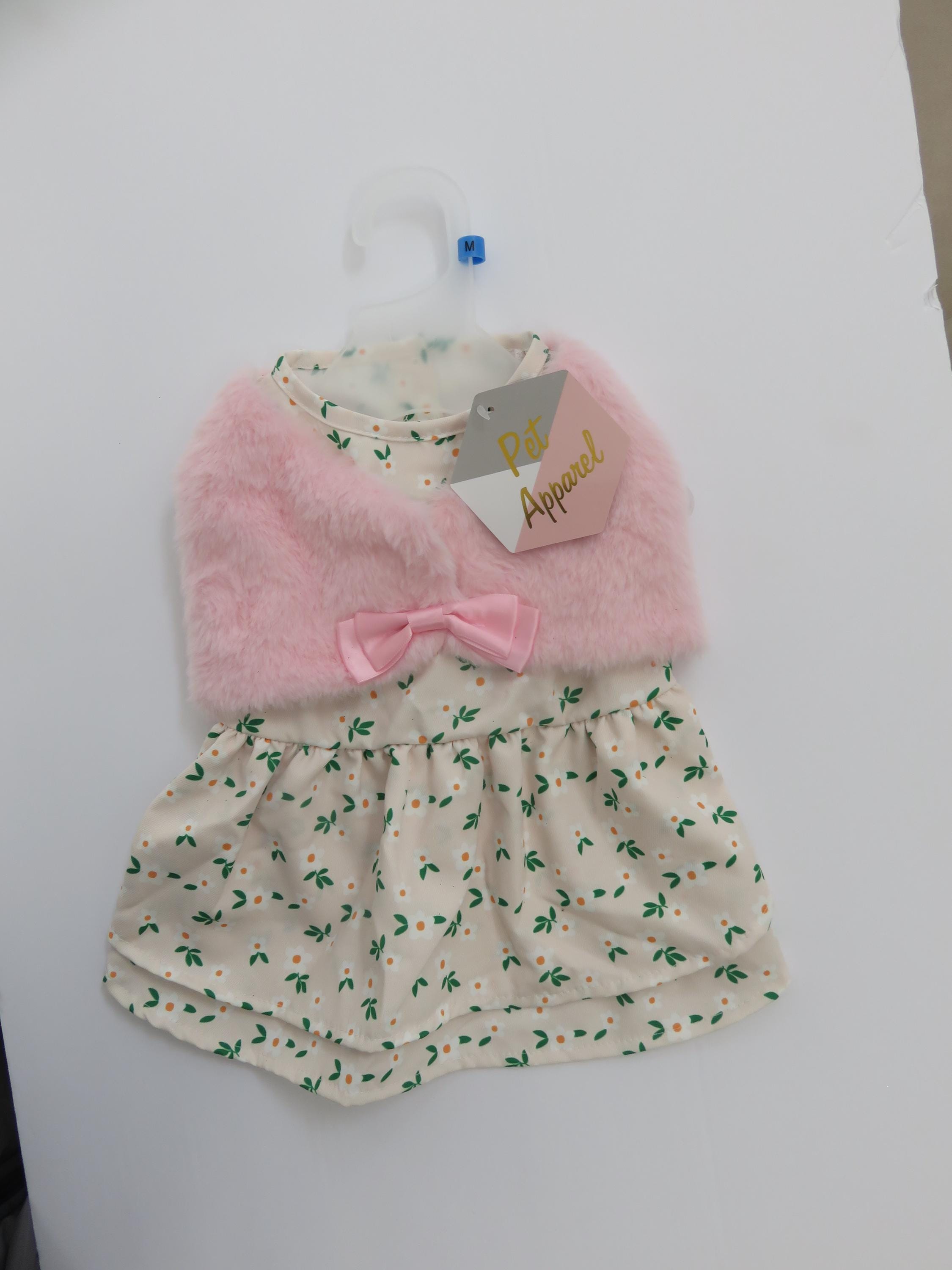 ペットアパレル 犬用 ピンク フェイクファー ドレス 服 サイズ XS