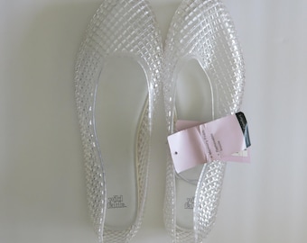 Wild Fable Clear Jelly Ballet Flats Diamond Texture Slip-On Shoes Size 10 (#131)