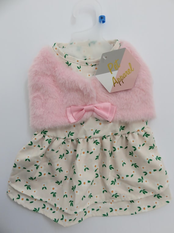 ペットアパレル 犬用 ピンク フェイクファー ドレス 服 サイズ XS