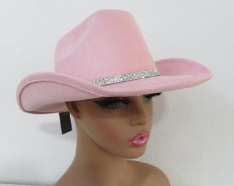 Illuma Light Pink Cowgirl Cowboy Hat Rhinestone Band Rodeo Western Country