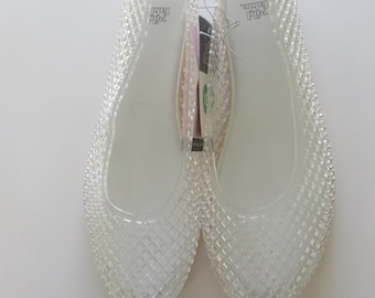 Wild Fable Clear Jelly Ballerinas Diamantmuster Slip-On-Schuhe Größe 10 (#135)