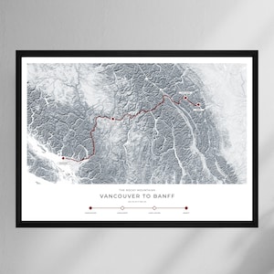Vancouver to Banff - The Rocky Mountains Railway Map