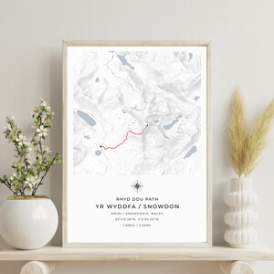 Snowdon - Rhyd Ddu Path Route Map Poster | Snowdon Gifts | Gifts for walkers | Snowdonia Gifts | Framed map of Snowdon / Yr Wyddfa