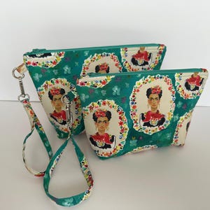Portrait de Frida Kahlo | pochette zippée | pochette | organiseur de sac | pochette | sac gothique | en tissu | Étui à crayons.