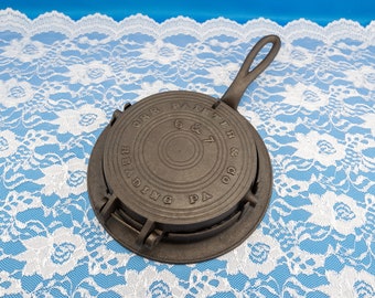 1800's Orr Painter & Co 6/7 Flip Flop Cast Iron Waffle Iron