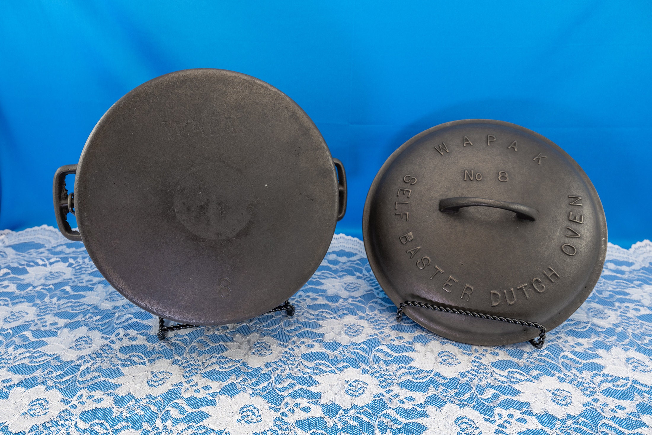 No. 8 Wapak Self Baster Dutch Oven Cast Iron, Raised Letter Lid, Hard to Find - Etsy No. 8 Wapak Self Baster Dutch Oven Cast Iron, Raised Letter Lid, Hard to Find - Etsy