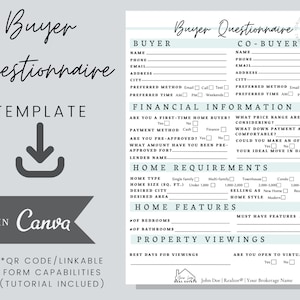 Buyer Questionnaire Template (Real Estate) - Editable