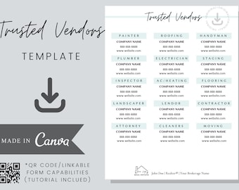 Trusted Vendors Template (Real Estate) - Editable