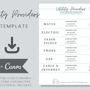 Utility Providers Template  (Real Estate) - Editable