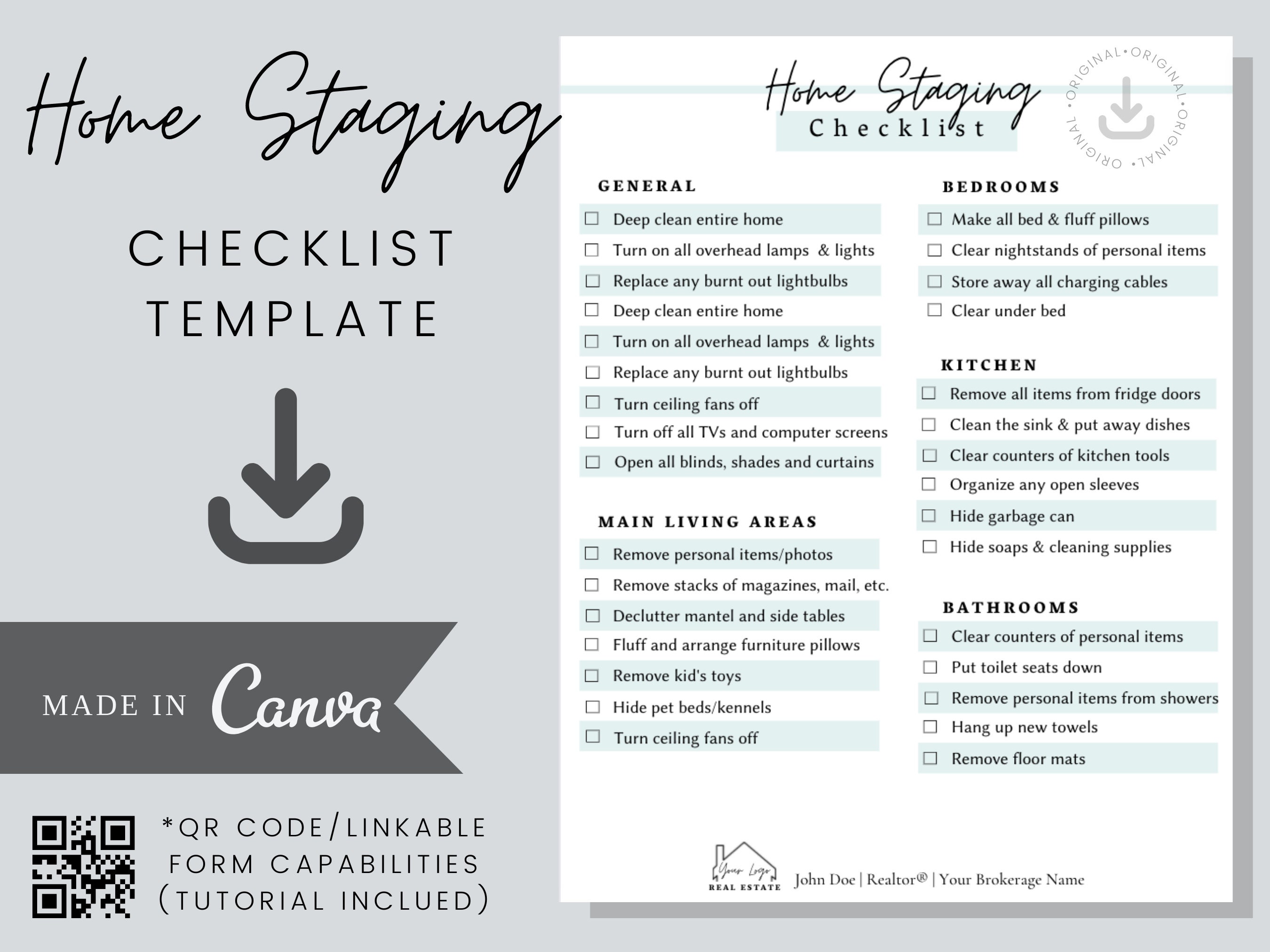 Home Staging Checklist Template real Estate Editable Etsy