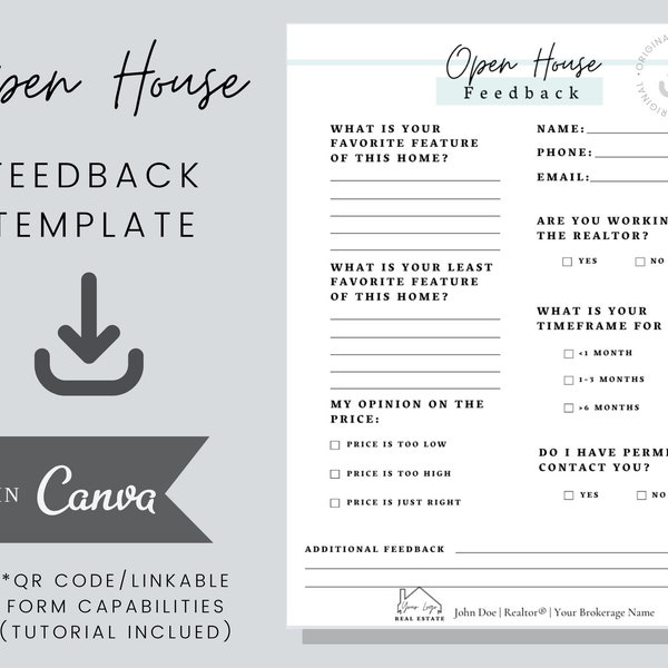 Open House Feedback Template (Real Estate) - Editable